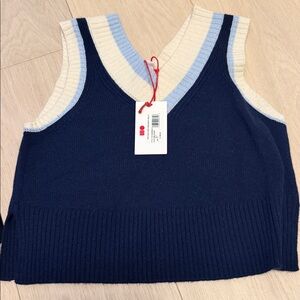 SOLID & STRIPED Navy and Cream Knit Top